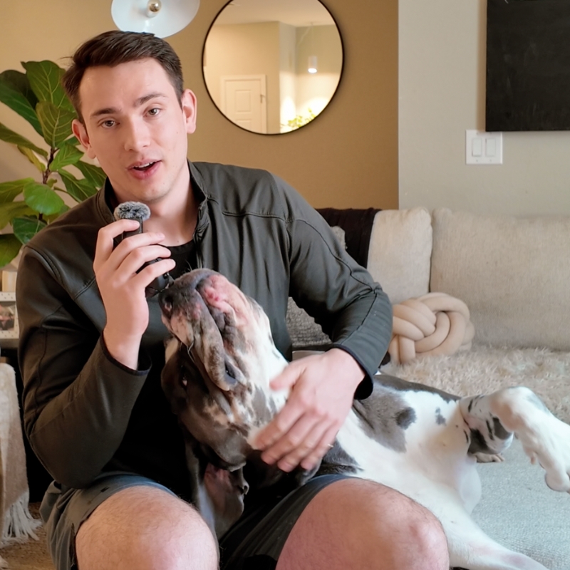 Dakota, a repeat Art of the Dog family, with her dog Truman